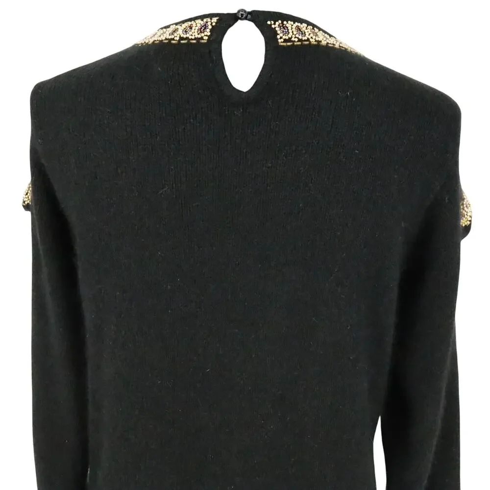 Marnie West Sweater Womens Small Silk Blend Beads Sequins Pullover Ugly Vintage